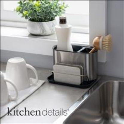 Picture of 3 -1 SS. Sink Organizer w.Sponge, Brush & Dish Soap Holder w. Quick Draining.