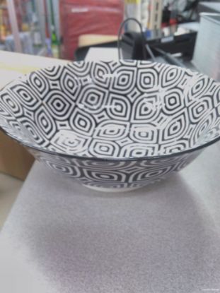 Picture of 8" Stamped Bowl Black Geo