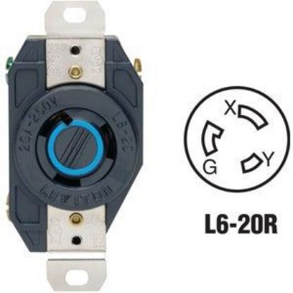 Picture of Flush Receptacle Twist-lock 20-amp 250-volt 2-pole Nema L-620r