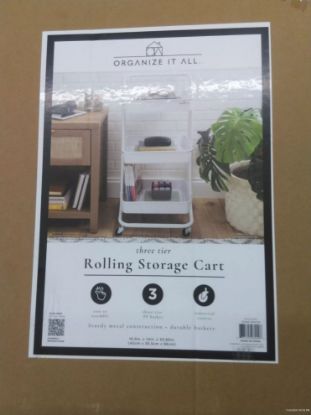 Picture of 3 Tier Storage Rolling Metal Utility Cart White
